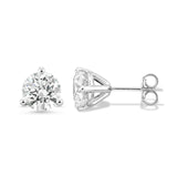 Carbon Atelier IGI Certified 1 1/2 Carat Lab Grown Diamond Round Stud Earrings for Women in 14K White Gold (I-J, VS1-VS2, 1.50 cttw) 3-Prong Martini Setting Push Back Studs
