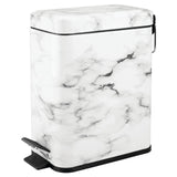 mDesign Small Modern 1.3 Gallon Rectangle Metal Lidded Step Trash Can, Compact Garbage Bin with Removable Liner Bucket and Handle for Bathroom