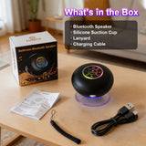 Luzsco Bluetooth Shower Speaker with LED – Portable Wireless Mini Speaker with Mic & Suction Cup, IPX4 Water Resistant for Shower, Travel, Pool, River Floating, and Outdoor Fun (Black)