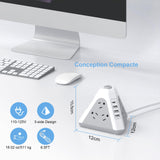 Tower Surge Protector Power Strip, 9 AC Outlets with 4 USB Ports (1 USB C) 3-Side Triangle Outlets with USB Ports NVEESHOX