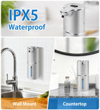 Automatic Foaming Soap Dispenser with Digital Display, 6-Level Foam Adjustable, Rechargeable, 12.8oz/ 380ml Wall Mounted Touchless Hands Free Auto Dispenser for Kitchen, Bathroom, Hotel, Restaurant