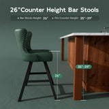 Ollega 26" Green Swivel Counter Height Bar Stools Set of 4, 18.9" Wide Seat
