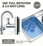 Faucet Extender, 5.5 Inch Long, 4 in 1 360° Waterfall Kitchen Faucet Head Replacement with 2 Adapters & Spanner, Metal Construction, Universal Adapter, Extender for Bathroom Sink.