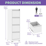 Gecheer 4 Drawer Vertical File Cabinet with Lock, Steel Office Filing Cabinet for A4 Legal Letter Size, Anti-Tilt Design, Full Extension Drawers, Home Office Storage, Easy Assembly
