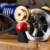 MechPuConToy Stirling Engine Kit, Alpha-Type Twin-Cylinder Twin-Piston Hot Air Stirling Engine External Combustion Engine Model, Physics Science Experiment for Youth Adult (Assembled Version)