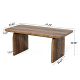 LITTLE TREE Farmhouse Coffee Table, 47 Inches Wooden Center Tables with Rounded Corners, Rectangular Living Room Tables, Modern Low Cocktail Tea Furniture for Living Room (Rustic Brown)