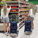 Ultra-Lightweight Stair Climber Cart for Groceries & Laundry, Durable 6-Wheel Folding Shopping Cart