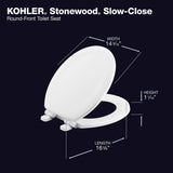 Round-front, Slow-Close, Wood, White toilet seat KOHLER