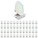 LUXRITE 6 Inch LED Recessed Light, ECO Backlit Mini Panel Spotlight, 5CCT 2700K-5000K, 1400 Lumens, High Output, 15 Watts, Dimmable, IC Rated, Wet Rated, ETL Listed, Energy Star, Round (48 Pack)