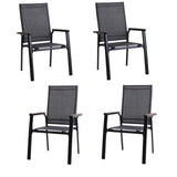 MFSTUDIO Stackable Patio Dining Chairs Set of 4, Aluminum & Textilene, Grey