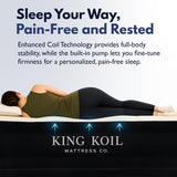 King Koil Luxury Pillow Top Plush Queen Air Mattress with Built-in High-Speed Pump Best for Home, Camping, Guests, 20" Queen Size Double Airbed Adjustable Blow Up Mattress, Waterproof, 1-Year Warranty