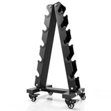 YOLEO Heavy-Duty A-Frame Dumbbell Rack with Wheels, 5-Tier Weight Rack, 440LBS Capacity, Space-Saving Home Gym Storage Organizer (Rack Only)