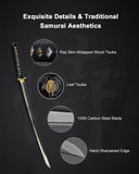 Damascus Maple Leaf Katana for Display, Hand Forged Full Tang Sword