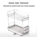 Dish Drying Rack Dish Drying Rack 2 Tier Dish Rack with Utensil Holder Side with Knife and Fork Rack and Chopping Board Rack Can Rotate The Drain Store Bowls/Dish/Glasses/Knife and Fork