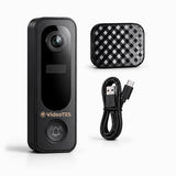Zoomcritter Wireless Video Doorbell Camera, 2K 3MP HD Doorbell Camera with PIR Motion Detection, Two-Way Audio, Night Vision, Battery Powered, 2.4GHz WiFi, IP65 Weatherproof, Black