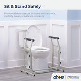 Drive Medical RTL12079 Toilet Safety Frame, Bathroom Grab Bar for Toilets, Freestanding Toilet Rail for Stability, For Users Up to 300 Pounds, White