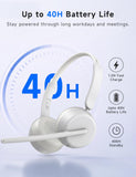 Wireless Headset with Mic for Work, Bluetooth 5.4 Headphones, Ivory White