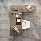 SAINTCY Large Executive Office Desk with File Cabinet, 86.6 Inch Sit & Stand L Shaped Executive Desk, Adjustable Luxury Office Desks for Boss