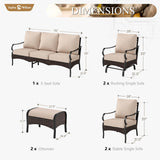 Sophia & William 7 Piece Metal Patio Furniture Set, Beige Cushion