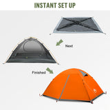 Night Cat 2-Persons Backpacking Tent: Waterproof Lightweight Camping Tent for Two People Hiking Outdoor Mountain with Aluminum Poles and Rainfly Army Green