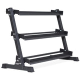 Rep Fitness Dumbbell Rack | 3-Tier Compact Holder | Fits Sets 5-50 lb | Weight Storage Stand | Rubber Hex Organizer | Free Weights Shelf | Heavy Duty Steel Frame | Gym Equipment for Home (Matte Black)