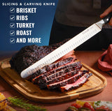 Cutluxe Brisket Knife – 12" Carving & Slicing Knife for Meat & BBQ – Razor Sharp German Steel, Sheath Included, Ergonomic Full Tang Handle
