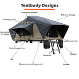 Meedo Apolle A86 M, Soft Shell Rooftop Tent, Fits 2 People, Made with Waterproof Material and a Rainfly-Fold Design, Clamshell Army Green Roof top Tent for Overlanding Hunting, Ladder Included