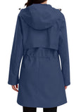 ATLASLAVA Rain Jacket Women Waterproof Long Raincoat Hood Lightweight Windbreaker Outdoor Coat BLUE M