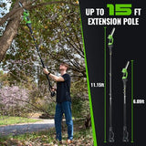 2-in-1 Cordless Pole Saw for Tree Trimming, 20V 3Ah Battery Powered Pole Chainsaw with 8-Inch Bar, 15FT Reach Electric Tree Trimmer & Mini Chainsaw for Branch Cutting & Pruning