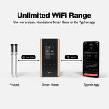 Typhur Sync Gold Wireless WiFi Meat Thermometer, 2 Slim Probes, 6 Sensors, 10x Stronger Signal, ±0.5℉ Accuracy, Smart Base Direct Setup
