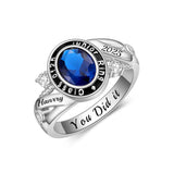 Oseew 2027 Engravable Class Graduation Ring for Women 10k (White Gold)
