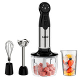 Cordless Immersion Blender Hand Blenders Set,Variable Speed 4 in 1 Stick Emulsifier with Chopper and Whisk for Soup, Baby Food and Smoothies (Black)