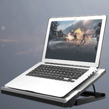 Laptop Cooling Pad, LED Fan, Four-Way, LCD Display Controller, Power Supply, Up to 17, Non-Slip Mat, Black Grid