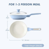 SENSARTE Nonstick Ceramic Frying Pan with Lid 8 Inch Omelette Pan Skillet, Free of Intentionally Added PFAS/PTFE Non-toxic Chef's Pan Induction Compatible Pan, Heat Resistant Handle, Glacier Blue