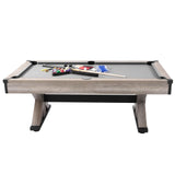 VEVOR 7ft Billiards Table Combo Set, 3-in-1 Multi Game Table with Dining, Pool, and Tennis Table, for Family Game Room Adults, Includes Full Set of Accessories, Wood Color with Grey Cloth