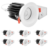 LUXRITE 3 Inch LED Regressed Canless Spotlight + Round White Interchangeable Trim, 5CCT 2700K-5000K, Twist N' Lock, Recessed Lighting, 15W, 1250LM, CRI90, Dimmable, 38° Beam, IC & Wet Rated (6 Pack)