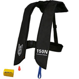 Inflatable Life-Jacket for Adults| Life-Vest Inflation-PFD with Whistle| Automatic & Manual Lightweight Supports up to 300 lbs for Kayaking Fishing Boating (PureBlack-Color)