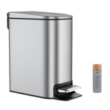6 Liter/1.6 Gallon Bathroom Trash Can with Lid, Stainless Steel Trash Can with Removable Wastebasket (Silver) BETHEBEST