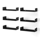 Wallniture Bali Black U Shape Floating Shelves for Wall, CD DVD Storage Shelves