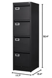 BYNSOE 4 Drawer File Cabinet with Lock Metal Vertical File Cabinet Office Home Vertical File Cabinet for A4 Legal/Letter Size Narrow File Cabinet Locked,Assembly Required