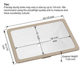 Undermount Bathroom Sink Rectangle, Hugsleek Interior Bowl Size 18 x 13 inch White Porcelain Ceramic Vessel Sink Under Counter Exterior Size 20x15in Rectangular Bath Sink Basin Lavatory Fireclay