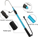 SANLIKE Telescopic Fish Gaff with Stainless Sea Fishing Spear Hook Tackle, Soft Rubber Handle Aluminium Alloy Pole for Saltwater Offshore Ice Tool