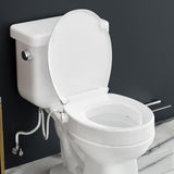 BIGCOW Raised Toilet Seat with Bidet - Round, Soft Close, 3" Height - Dual Nozzle (Frontal & Rear Wash) with Adjustable Cold Water Pressure and Stainless Steel Inlet (Round)
