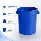 Getzi 6 Pack 20 Gallon Blue Round Commercial Trash Can, Heavy-Duty