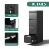 FLIXELIO 4 Drawer File Cabinet with Lock,Metal File Cabinet for Home Office