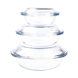 Set of 6 Round Glass Casserole Dishes, Nesting Glass Baking Dish Set with Lid, Oven, Freezer and Dishwasher Safe. - 0.5QT+1QT+1.8QT