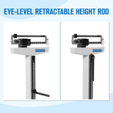 Helsevesen Mechanical Beam Scale, Eye-Level Professional Medical Physician Weigh Scale with Height Rod, Capacity 440 lb/200kg, Graduation 1/4 lb, 11" Width x 15" Depth Platform, RGT-200A