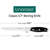 linoroso Boning Knife 5.7 inch Kitchen Knife with Elegant Gift Box, Sharp Forged German Carbon Stainless Steel Fillet Knife for Meat, Fish, Poultry, Full Tang, Ergonomic Handle