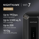 Nighthawk Tri-Band WiFi 7 Router (RS700S) - Security Features, BE19000 Wireless Speed (up to 19Gbps