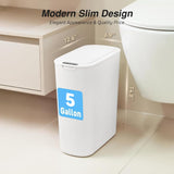 FRESHLIX Automatic Motion Sensor Bathroom Trash Can with Lid, 5 Gallon Touchless Trash Bin, Smart Electric Narrow Waterproof Garbage Bin